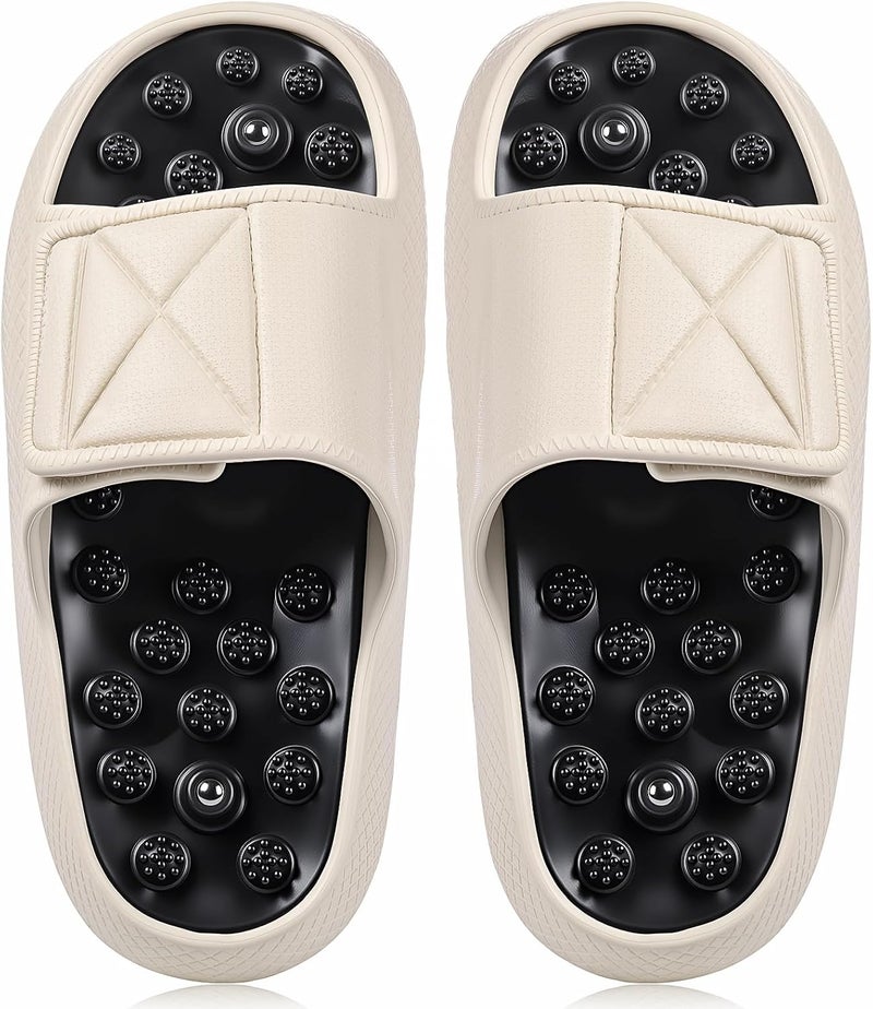 Glitopper Magnetic Acupressure Massage Slippers Acupressure Foot Massager Shoes Reflexology Sandals Gift for Men Women Reduce Feet Neuropathy Pain Relief(Us Women 8.5-10.5/ Men 7-9,White) - Image 1
